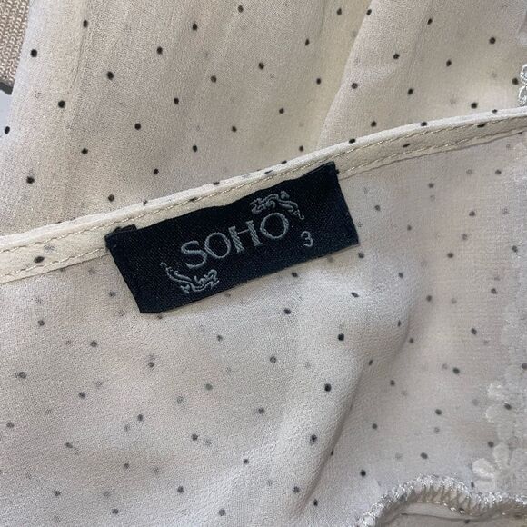 SOHO TOP Double Split Sleeves Polka Dot Blouse High Neck open back - Picture 5 of 6